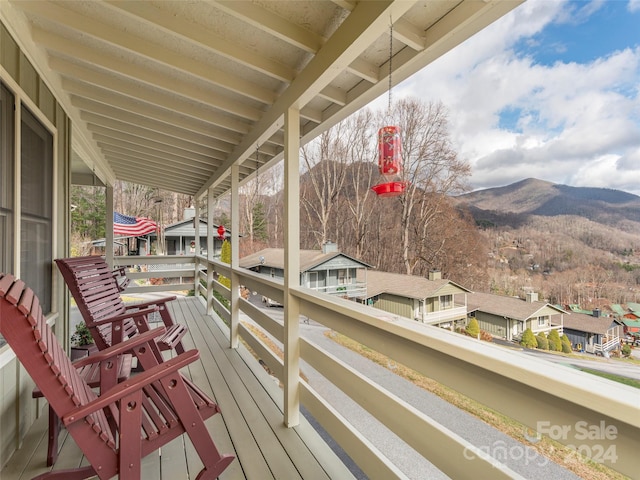 deck with a mountain view