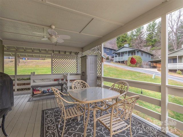 deck featuring ceiling fan