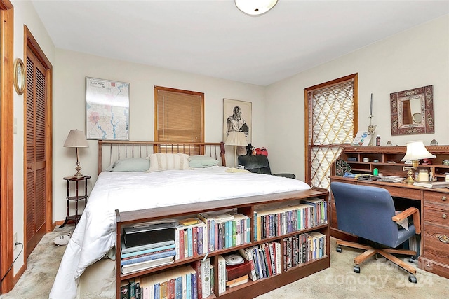 carpeted bedroom with a closet