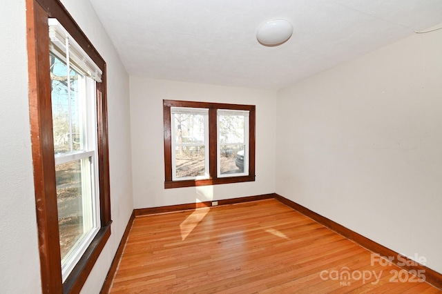 spare room with a healthy amount of sunlight and light wood-type flooring