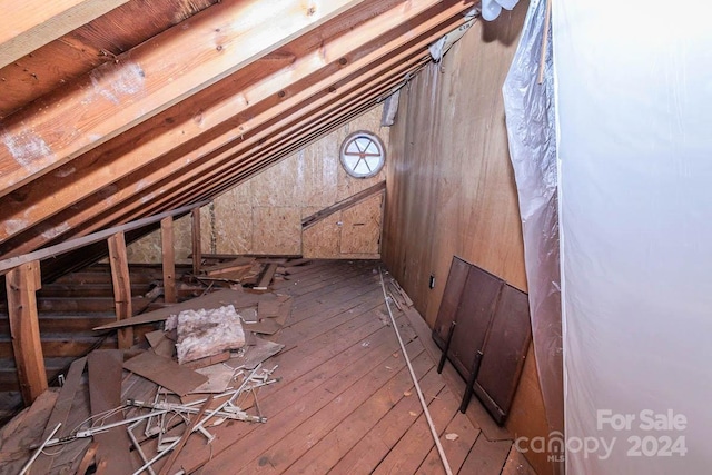 view of unfinished attic