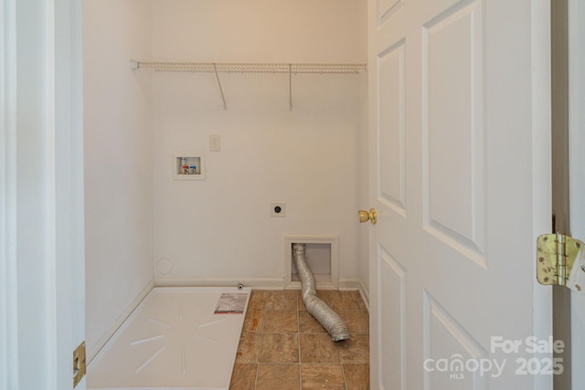 laundry room with electric dryer hookup and washer hookup