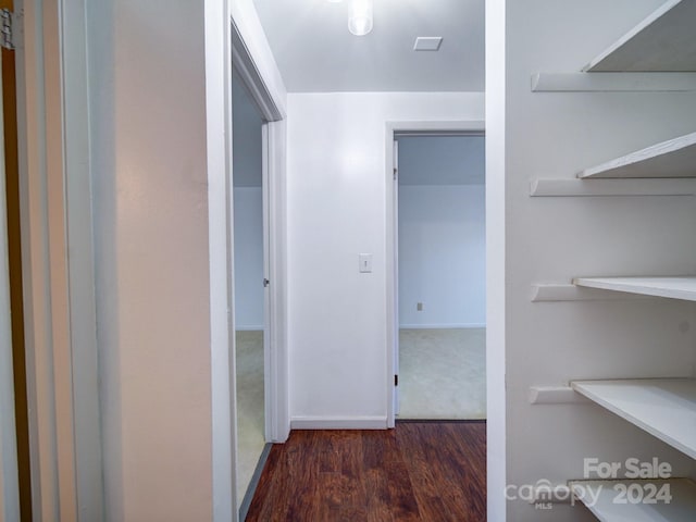 hall featuring dark hardwood / wood-style floors