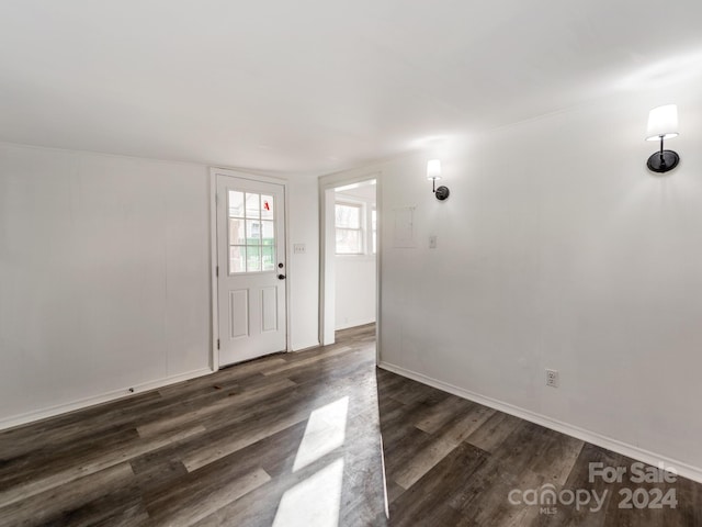 foyer featuring dark hardwood / wood-style floors