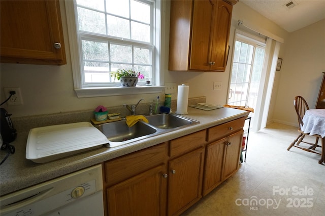 kitchen featuring sink and white dishwasher