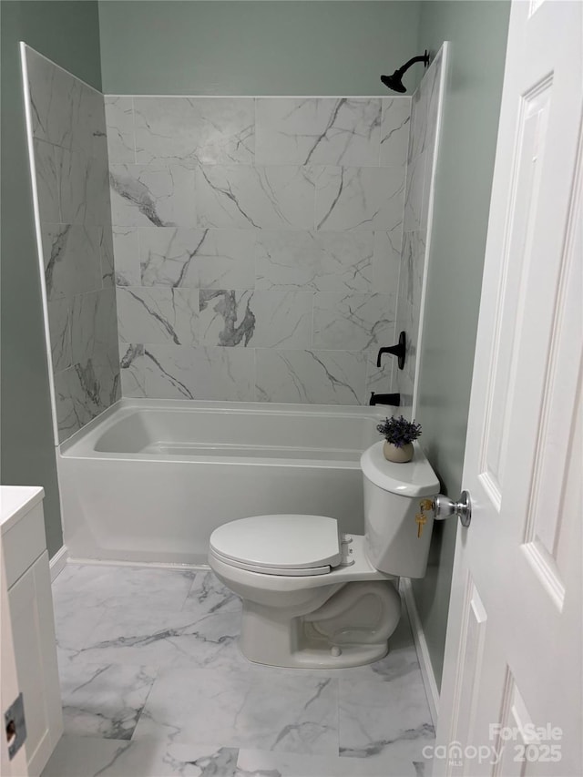 full bathroom with vanity, toilet, and shower / washtub combination