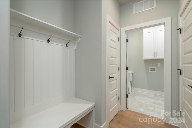 mudroom featuring light wood-type flooring