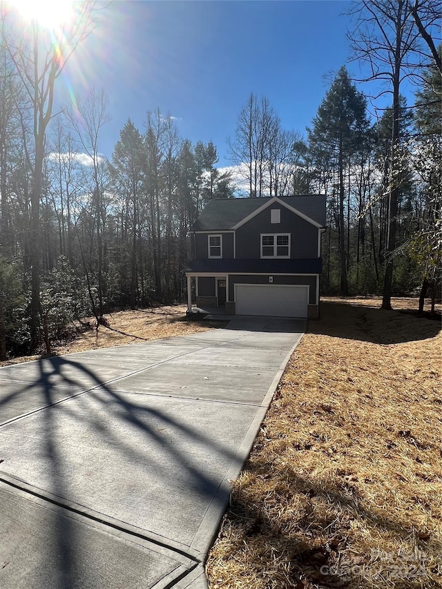 view of property featuring a garage