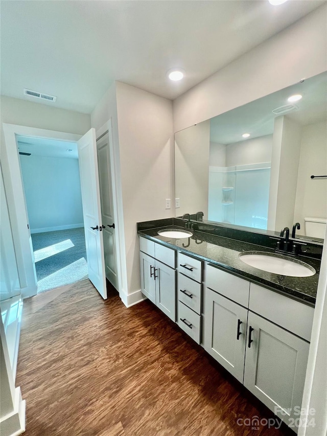 bathroom featuring wood-type flooring and vanity