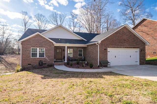 view of front of house with a front lawn and a garage