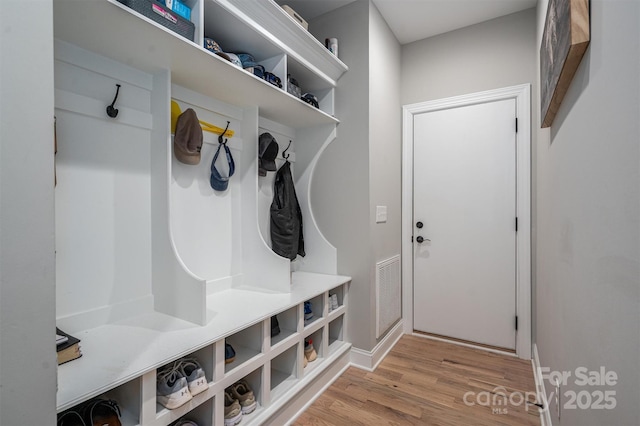 mudroom featuring light hardwood / wood-style flooring