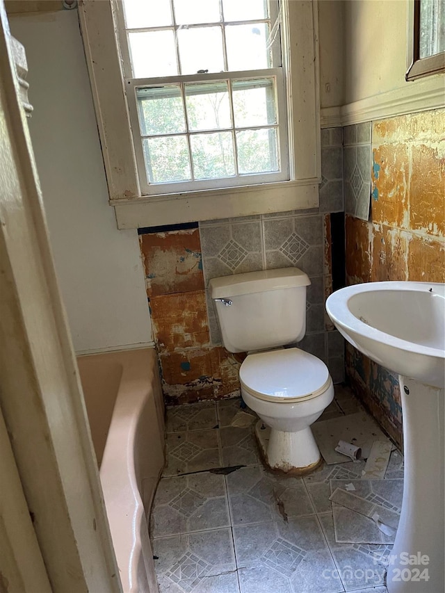 bathroom featuring toilet and a bathtub