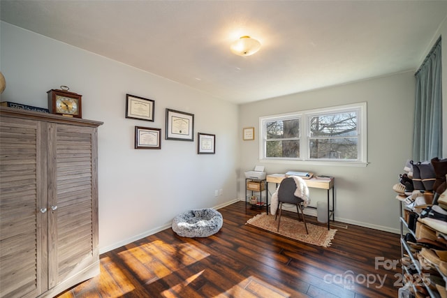 interior space with dark wood-type flooring