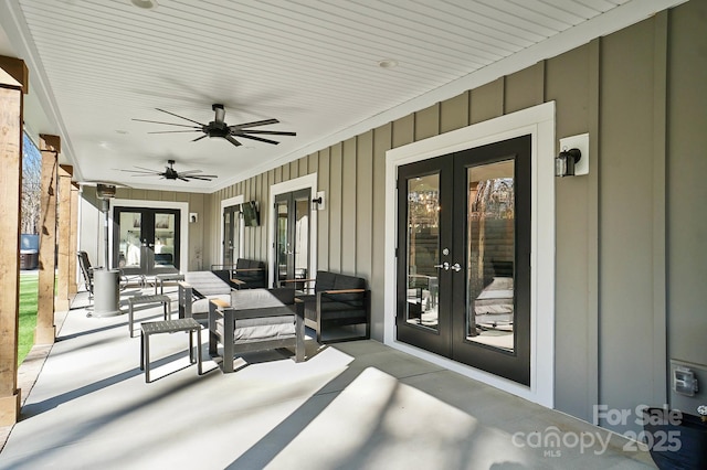 view of patio / terrace featuring french doors