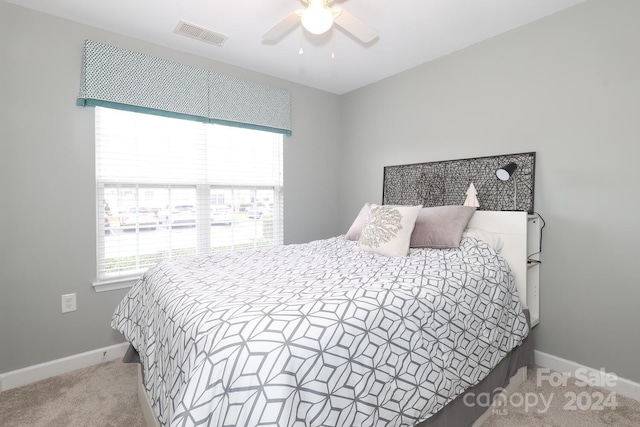 bedroom with carpet and ceiling fan