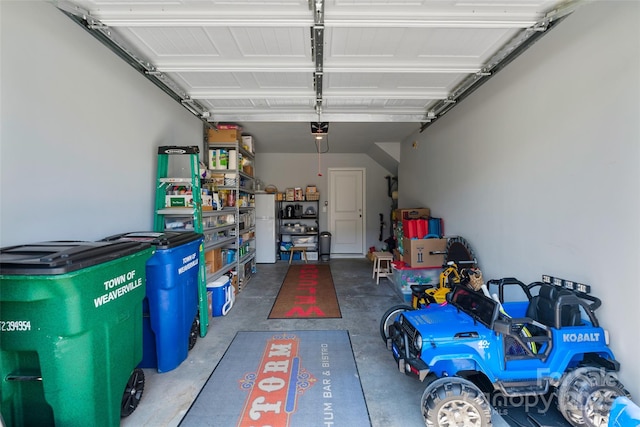 garage with a garage door opener