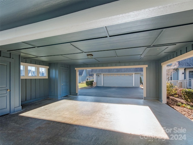 garage with a carport