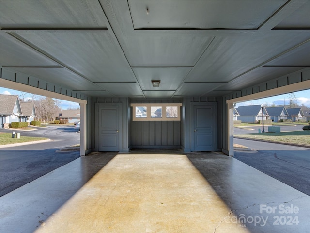 garage with wooden walls