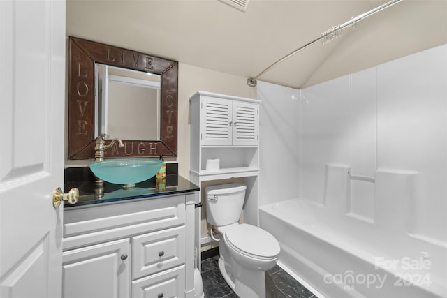 full bathroom featuring vanity, toilet, and bathtub / shower combination