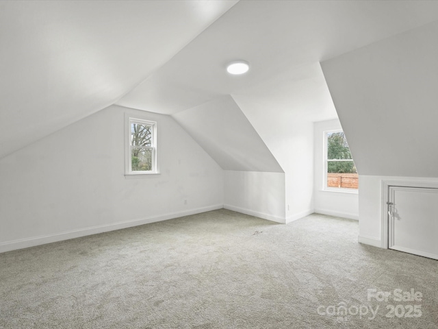 additional living space featuring lofted ceiling, carpet floors, and a wealth of natural light