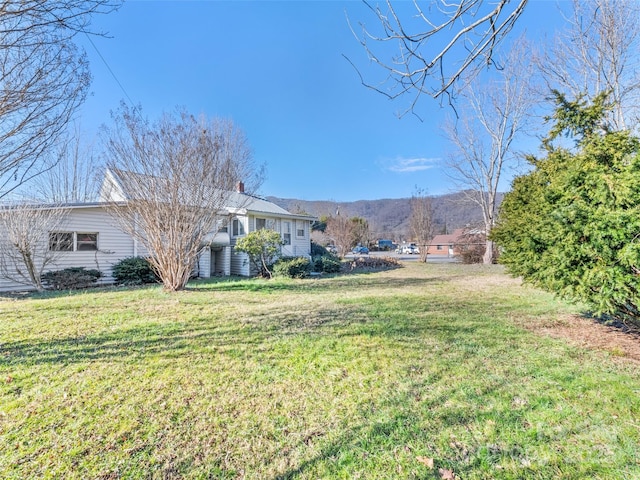 view of yard featuring a mountain view