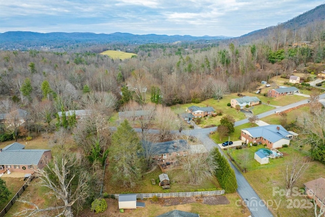 aerial view with a mountain view