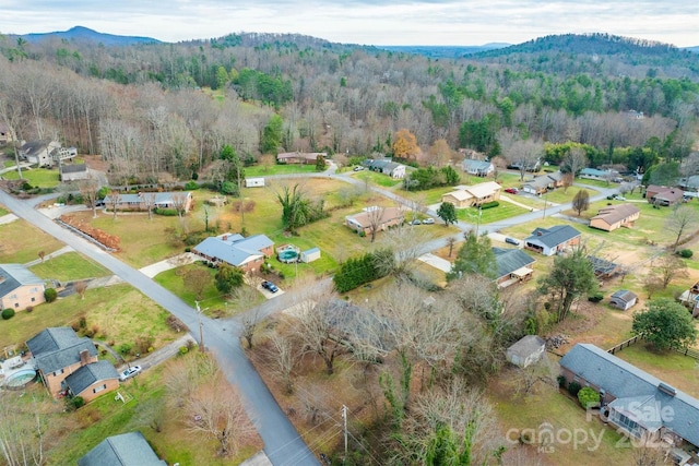 drone / aerial view with a mountain view