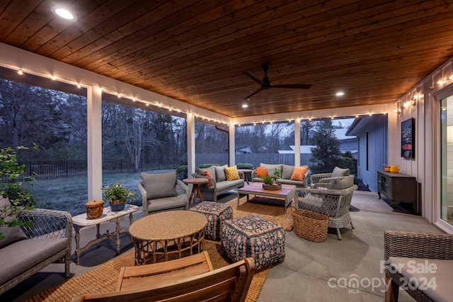 view of patio / terrace featuring an outdoor living space and ceiling fan