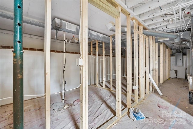 basement featuring electric panel