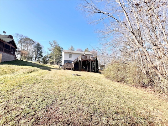 view of yard featuring a deck