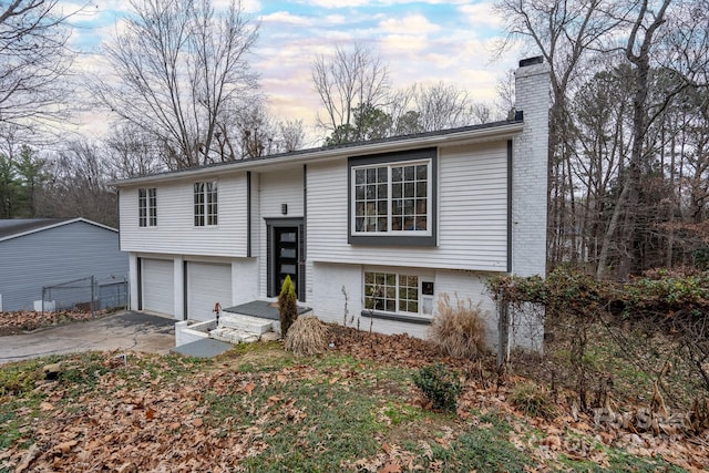 bi-level home with a garage