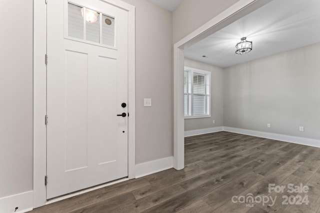 entrance foyer featuring dark hardwood / wood-style flooring