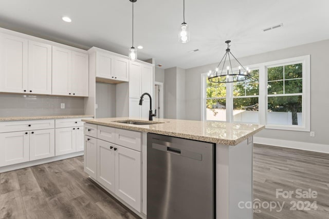 kitchen with white cabinetry, sink, and stainless steel dishwasher