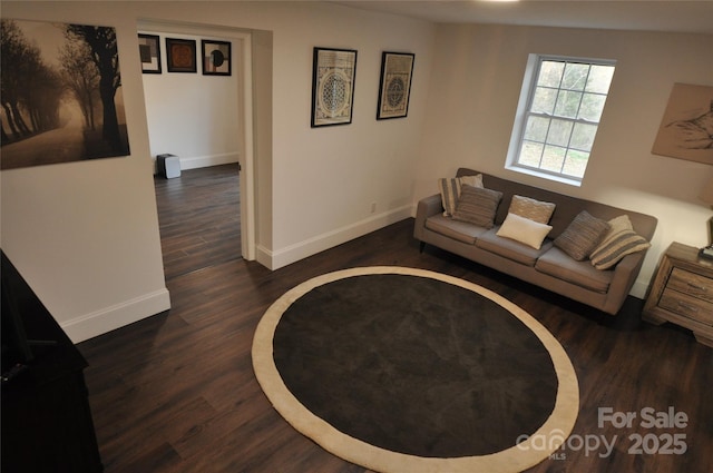 living room featuring dark hardwood / wood-style flooring