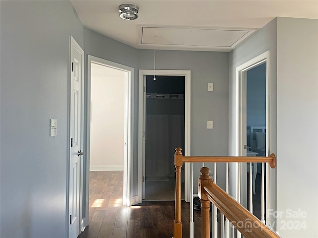 hall featuring dark wood-type flooring