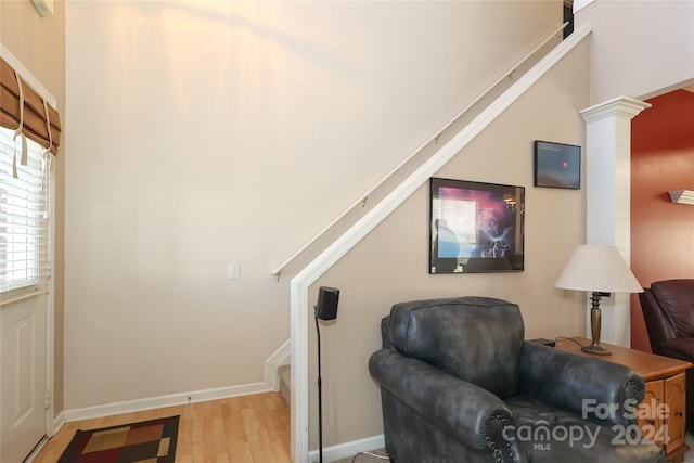 living area with light wood-type flooring