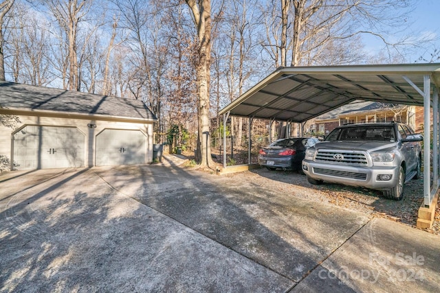 view of car parking with a carport