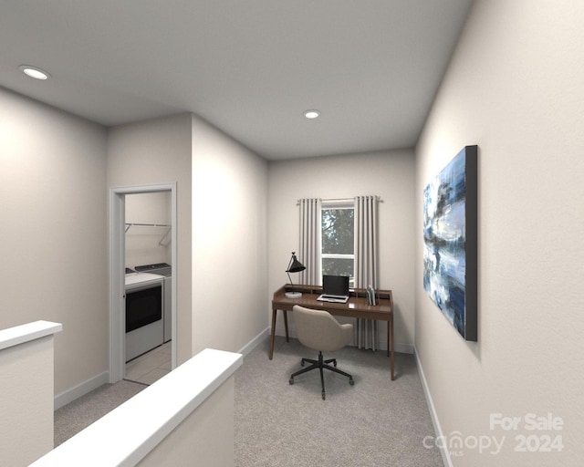 office featuring light colored carpet