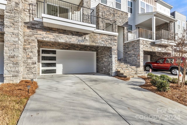 exterior space featuring a garage