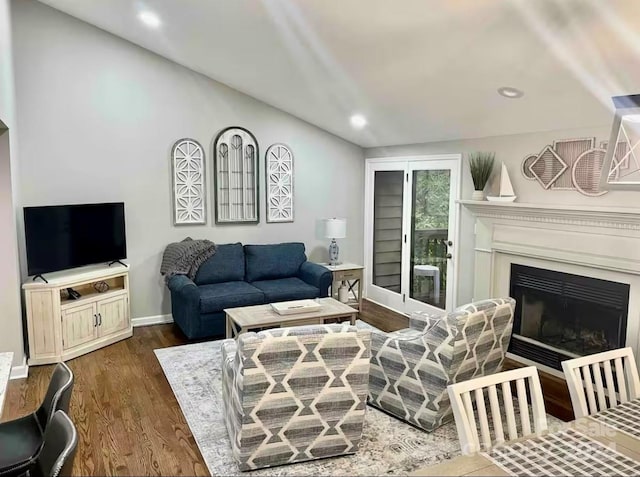 living room featuring dark hardwood / wood-style flooring