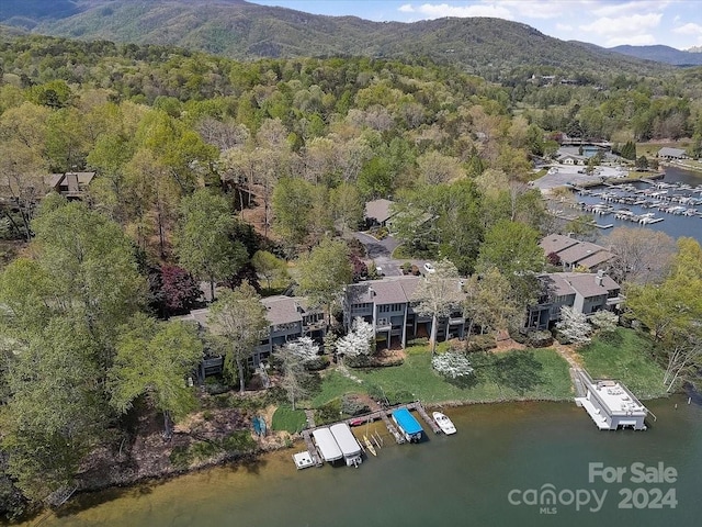 aerial view with a water and mountain view