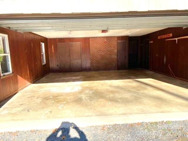 garage with wooden walls