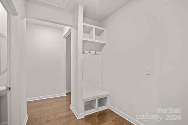 mudroom featuring wood-type flooring