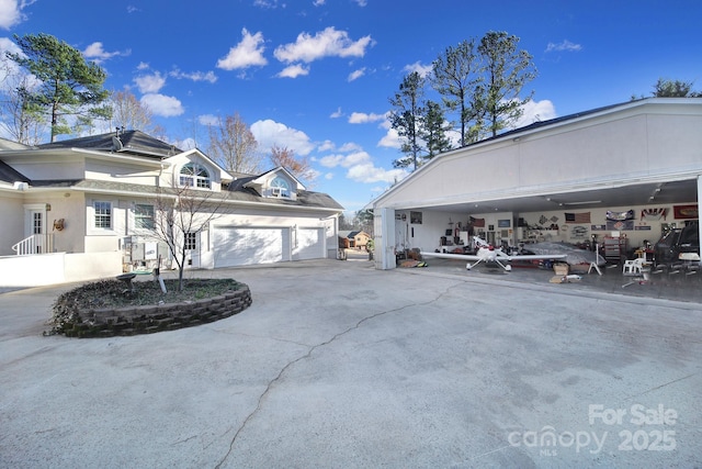 exterior space featuring a garage