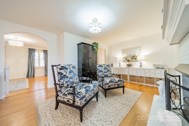 living area featuring light hardwood / wood-style flooring