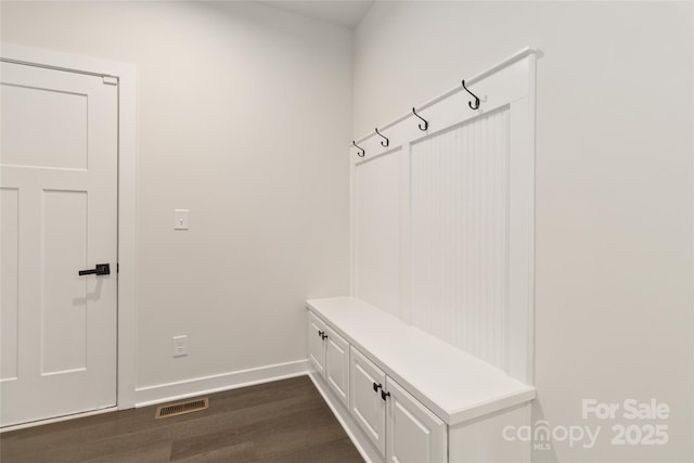 mudroom featuring dark hardwood / wood-style flooring