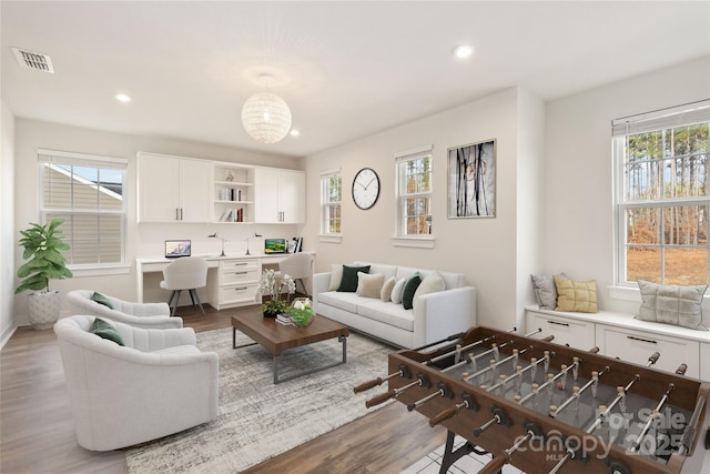 living room with hardwood / wood-style flooring