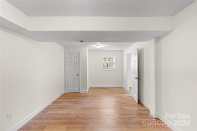 interior space with light hardwood / wood-style flooring