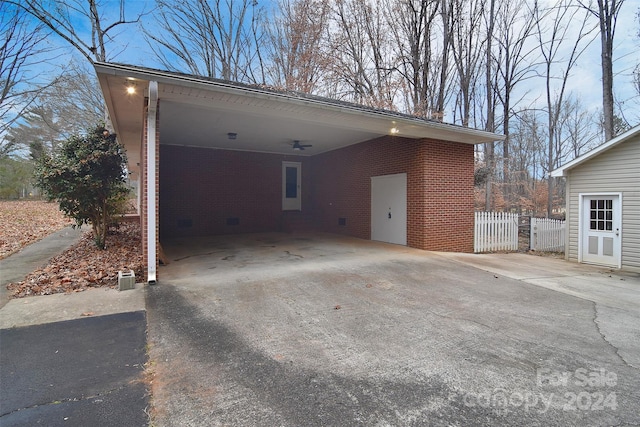 garage with a carport