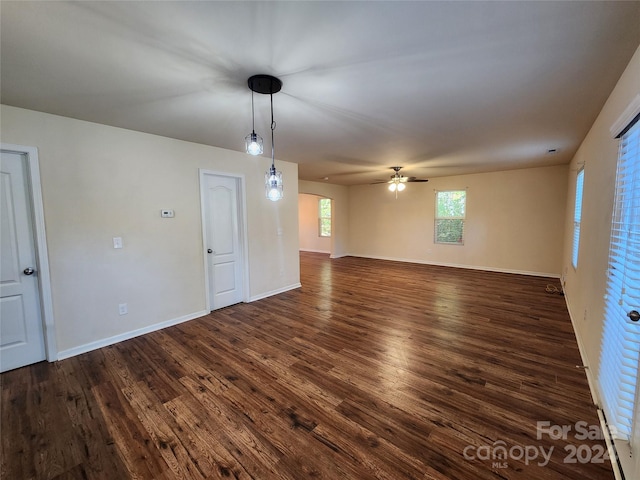 interior space with dark wood-type flooring